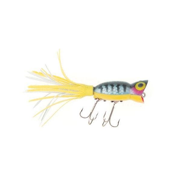 Arbogast Hula Popper Fishing Lure - Perch - Yellow/White Skirt - 2 1/4 in