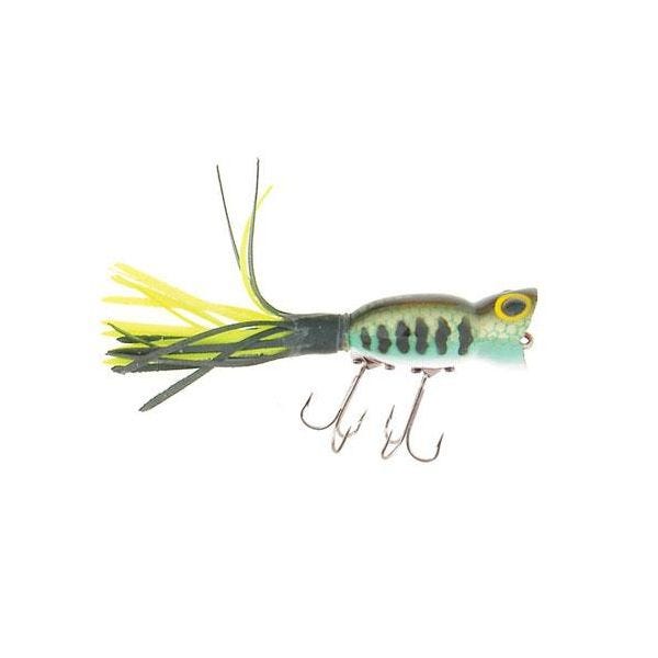 Arbogast Hula Popper Fishing Lure - Bass - Black/Chartreuse Skirt