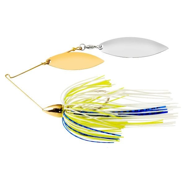 War Eagle Gold Frame Double Willow Spinnerbait White Chartreuse Blue 1/2 oz