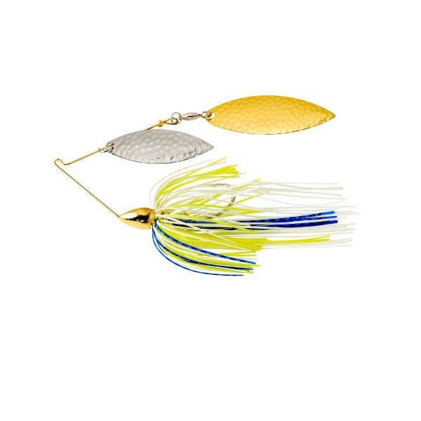 War Eagle Gold Frame Hammered Double Willow Spinnerbait White