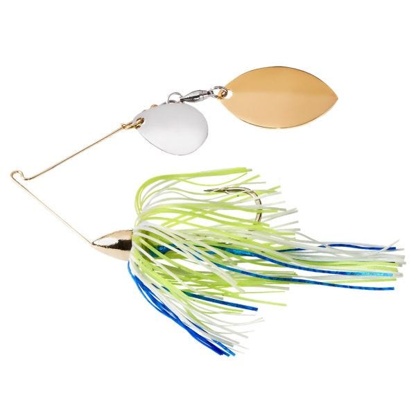 War Eagle Gold Frame Finesse Colorado / Turtleback Spinnerbait White  Chartreuse Blue 5/16 oz