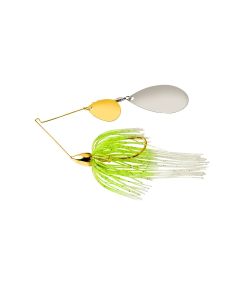 War Eagle Gold Frame Tandem Indiana Spinnerbait White Chartreuse 1/2 oz