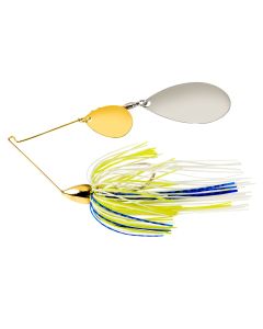 War Eagle Gold Frame Tandem Indiana Spinnerbait White Chartreuse Blue 1/2 oz