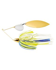 War Eagle Gold Frame Tandem Willow Spinnerbait White Chartreuse Blue 1/2 oz