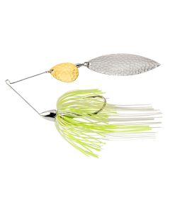 War Eagle Nickel Frame  Hammered Double Willow Spinnerbait White Chartreuse Pearl 1/2 oz