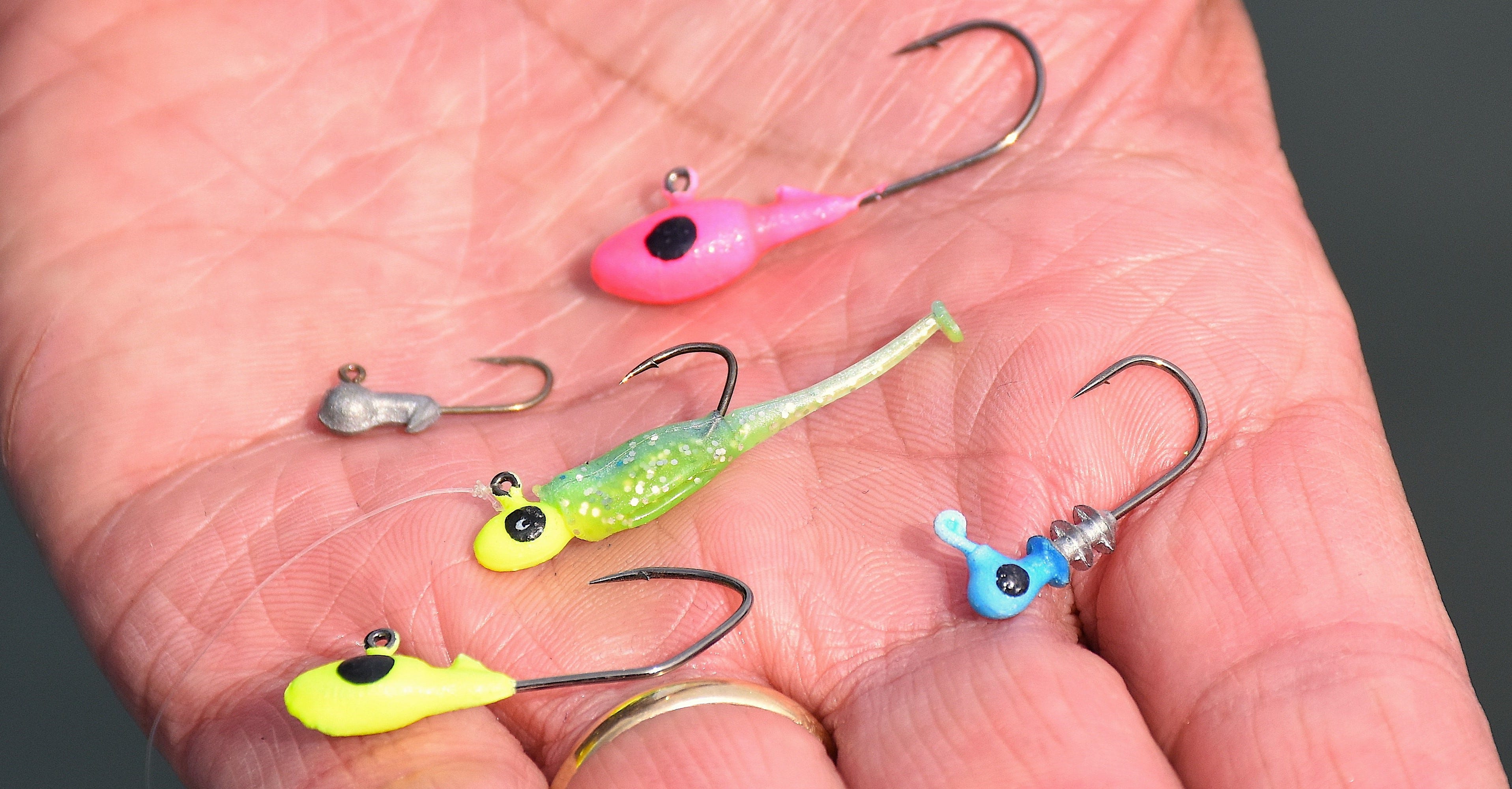 Photos of Weighted Jig Heads used in Walleye Fishing