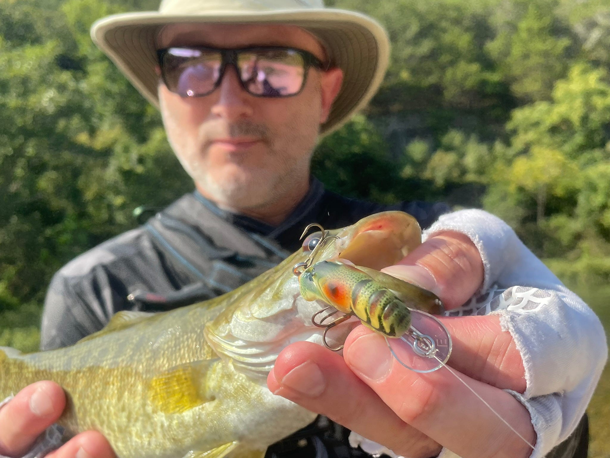 creek smallmouth on Rebel Crawfish