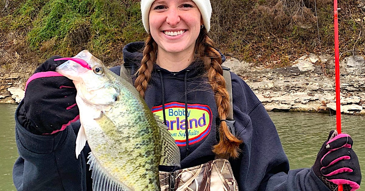 lady angler with crappie