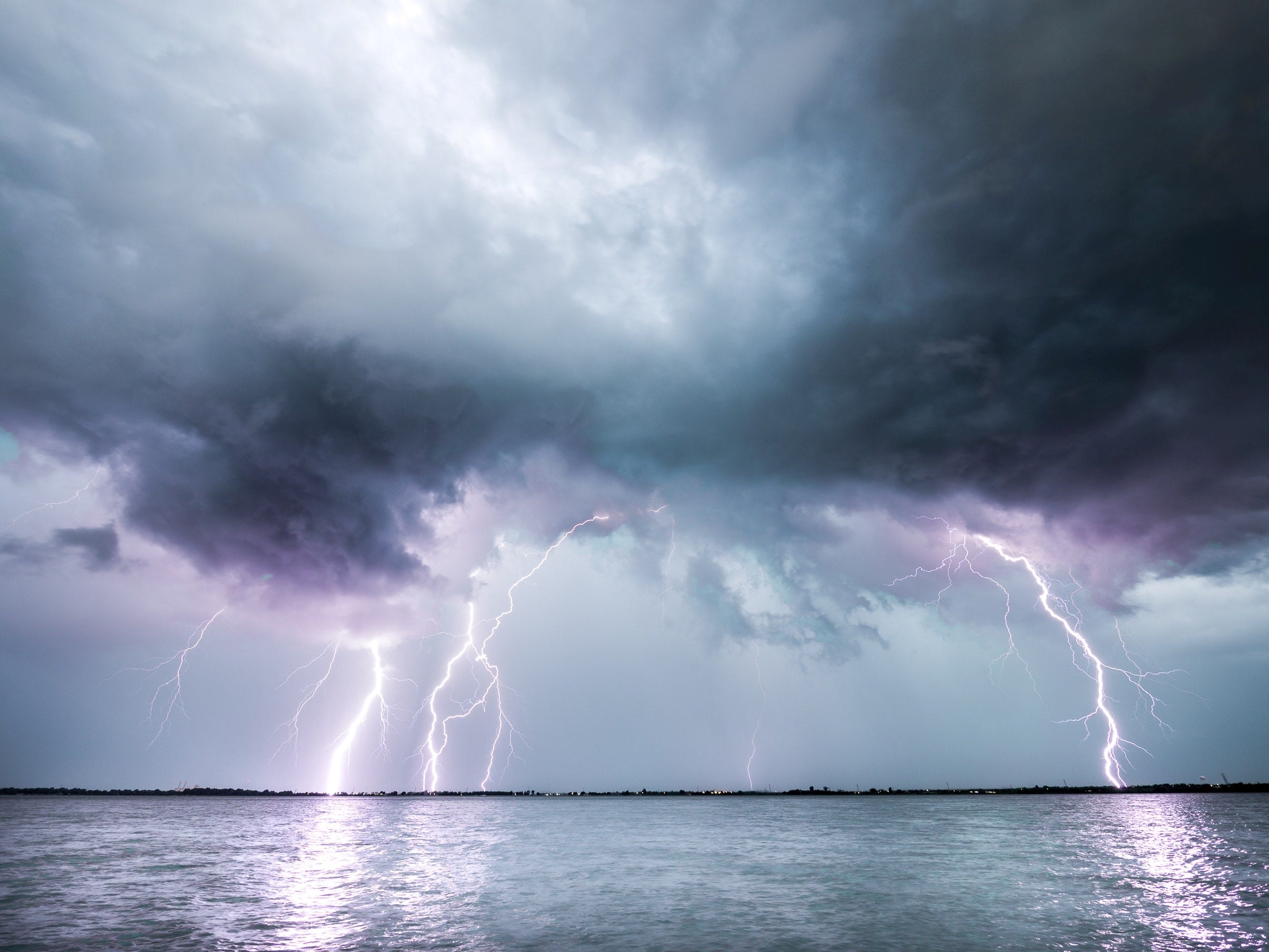 lightning over water