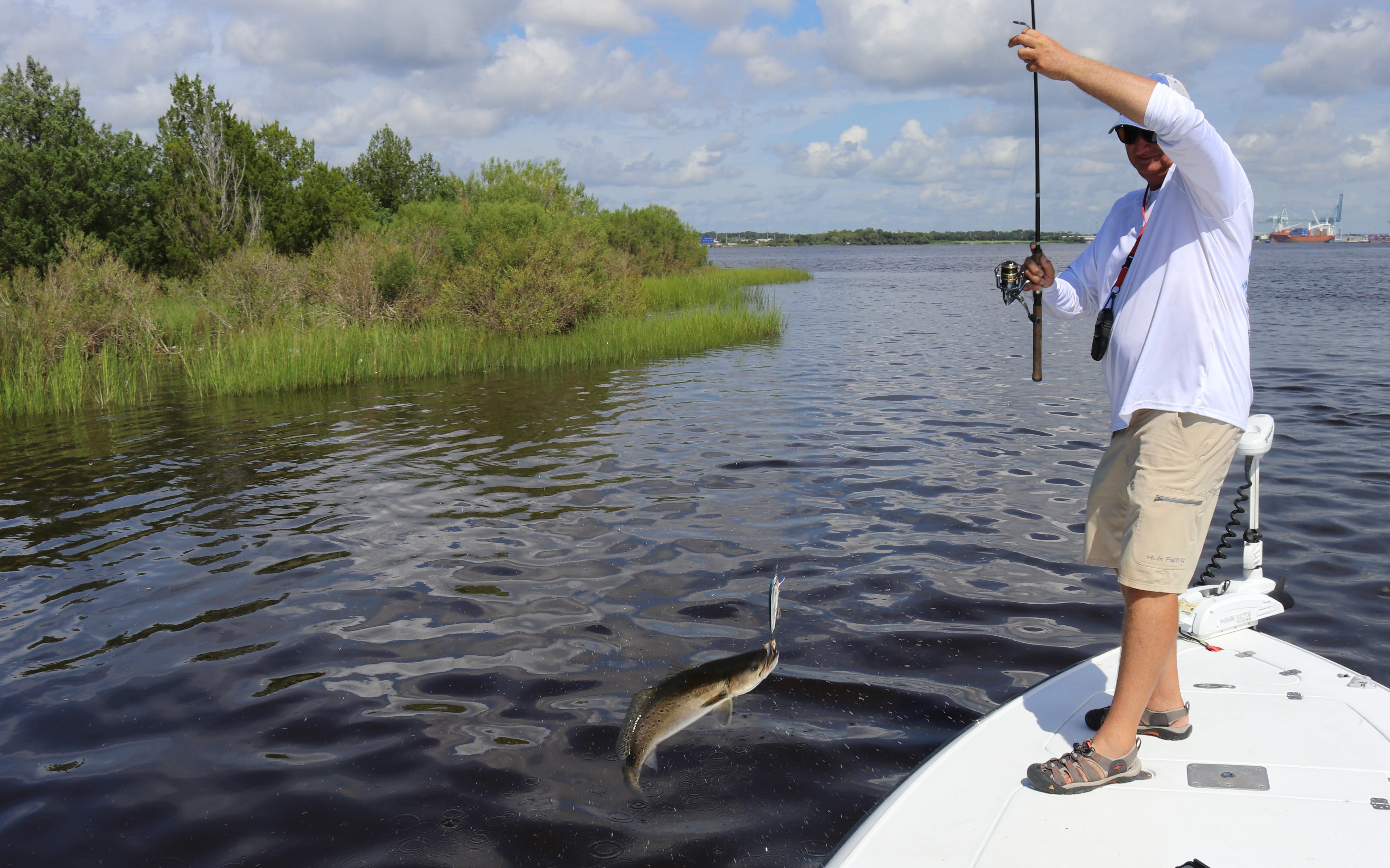 landing a speckled trout