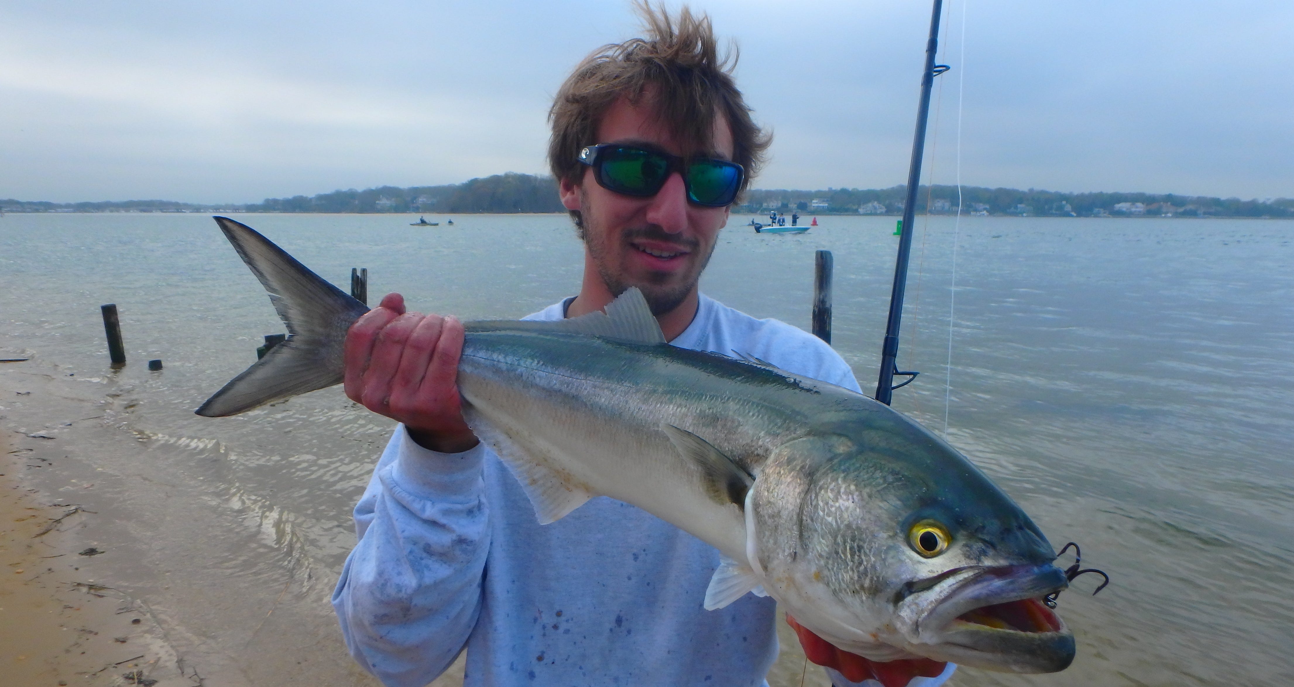 angler with bluefish