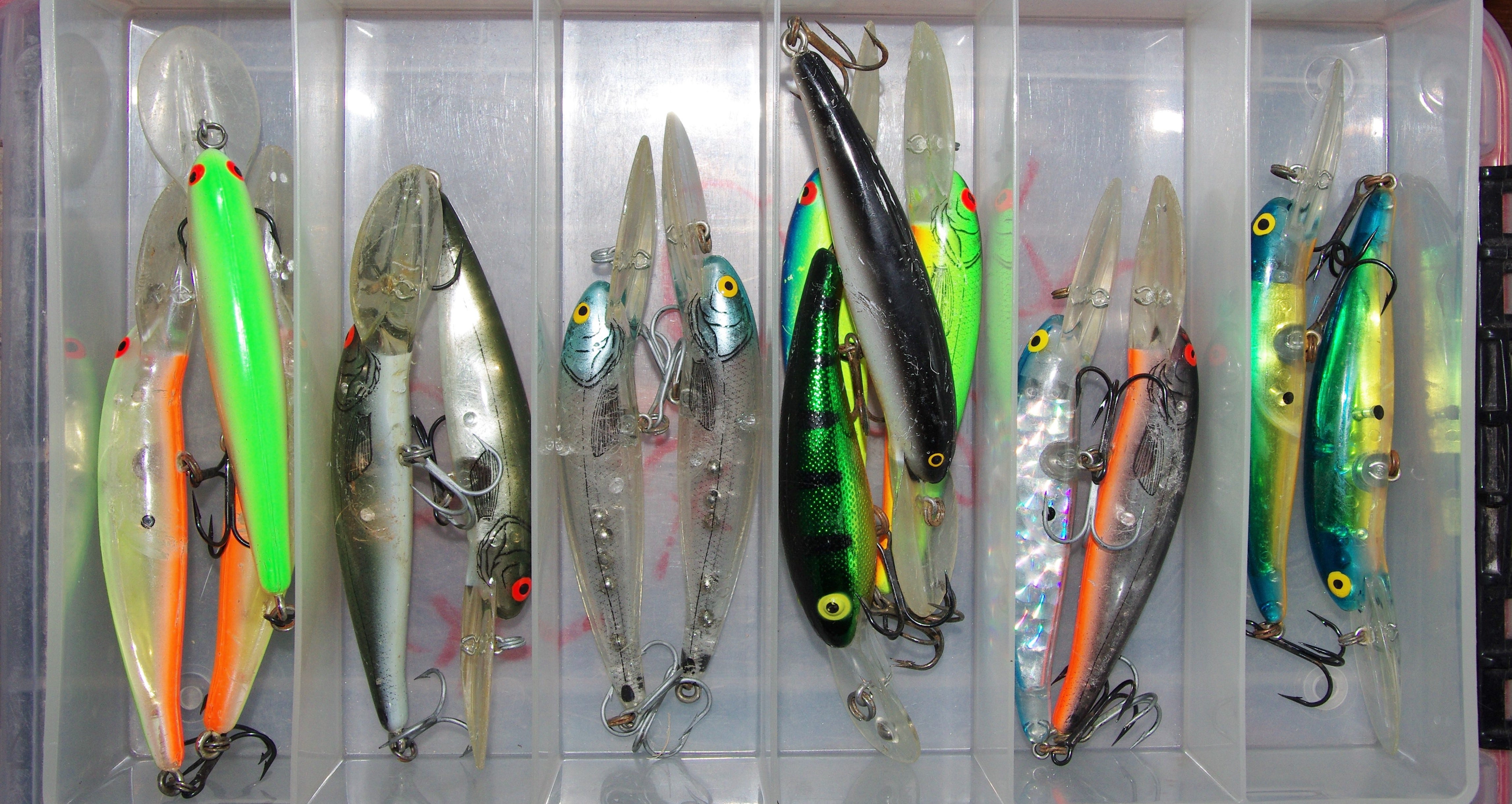 Told grandpa that I was getting back into bass fishing and he gave me two  tackle boxes full of lures. These are a few of the older ones that I found  in