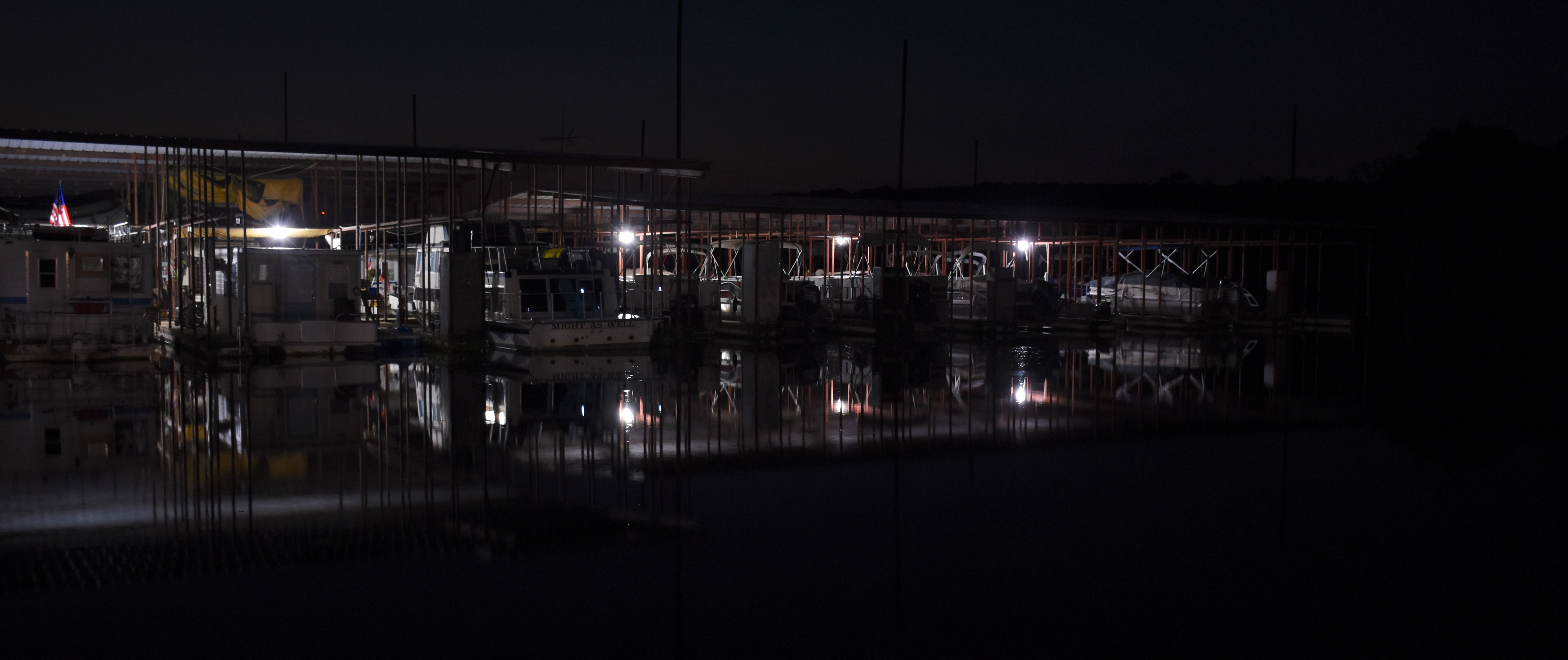 marina docks at night