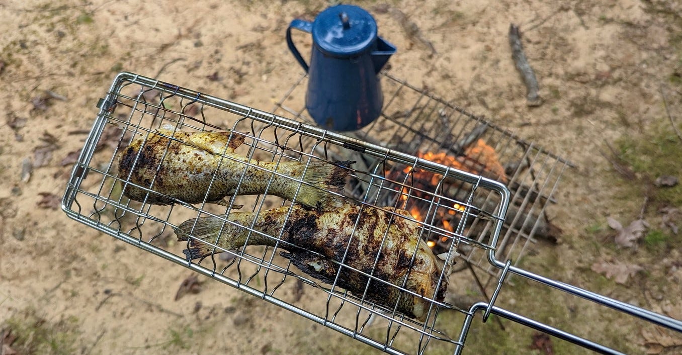 cooking fish in a basket