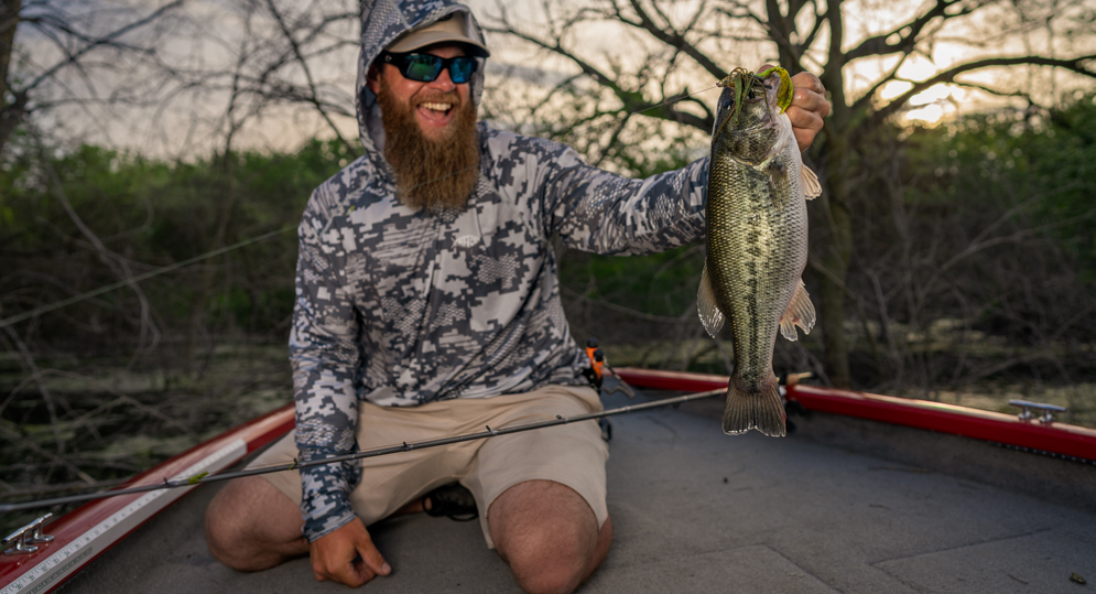 largemouth bass on swim jig