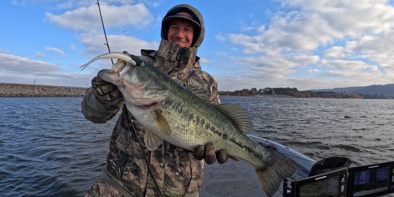 Luke Palmer with winter bass